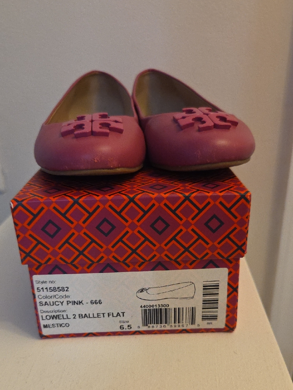 WEll LOVE  Tory Burch Saucy Pink Lowell 2 Leather Ballet Flats